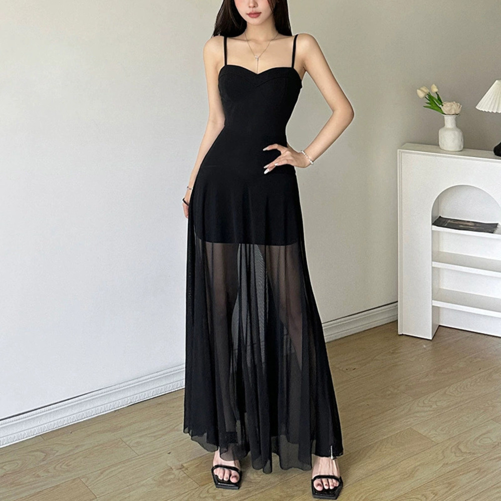 Zara Summer Bustier Mesh Patchwork Waist Cinched Extra Wide Hem Dress